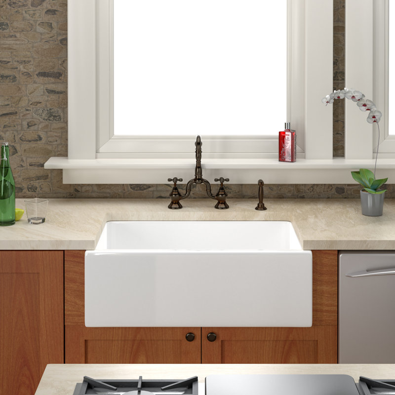29.75'' L Single Bowl Fireclay Kitchen Sink, White