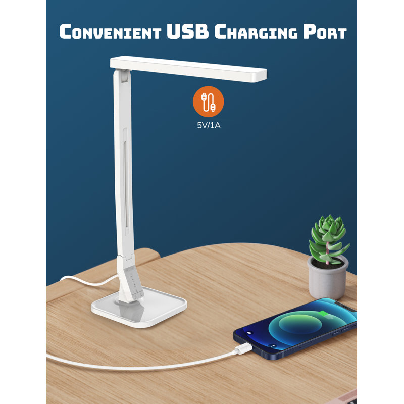 Lampe de bureau à DEL Sympa, lampe de table à intensité variable avec 4 modes d'éclairage, 5 niveaux de luminosité, commande tactile, port de charge Ubs, minuterie 1 heure, fonction de mémoire, lampe de bureau attentionnée pour la maison, le bureau