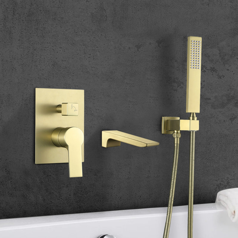 Bathroom Freestanding Tub Filler, Brushed Gold