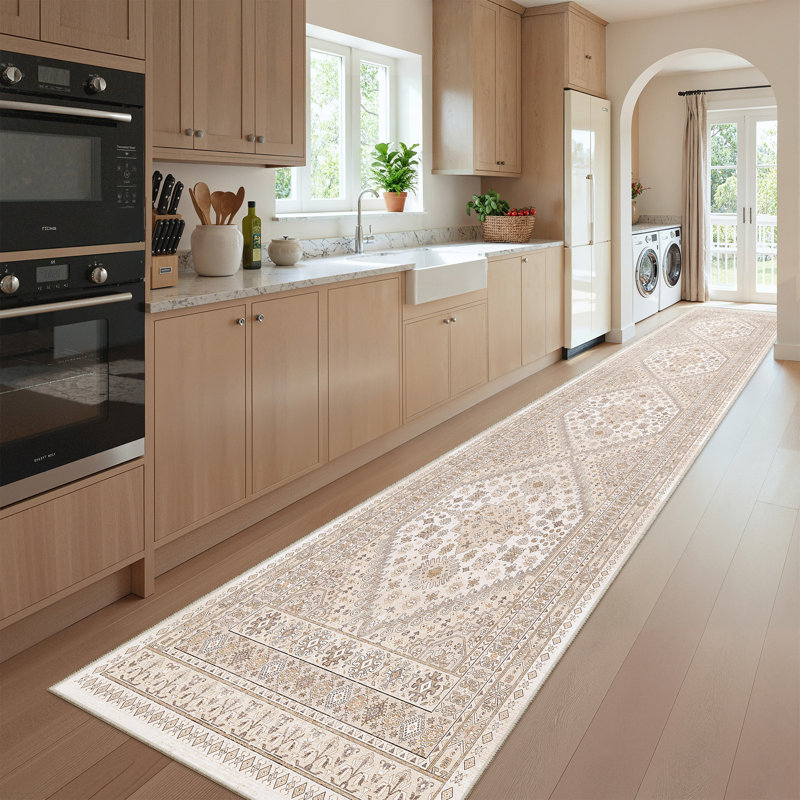 Area Rugs for Living Room,Non-Slip Washable Rugs, Stain Resistant Home Decor Rug, Beige, Tapis de couloir 2 pi x 8 pi