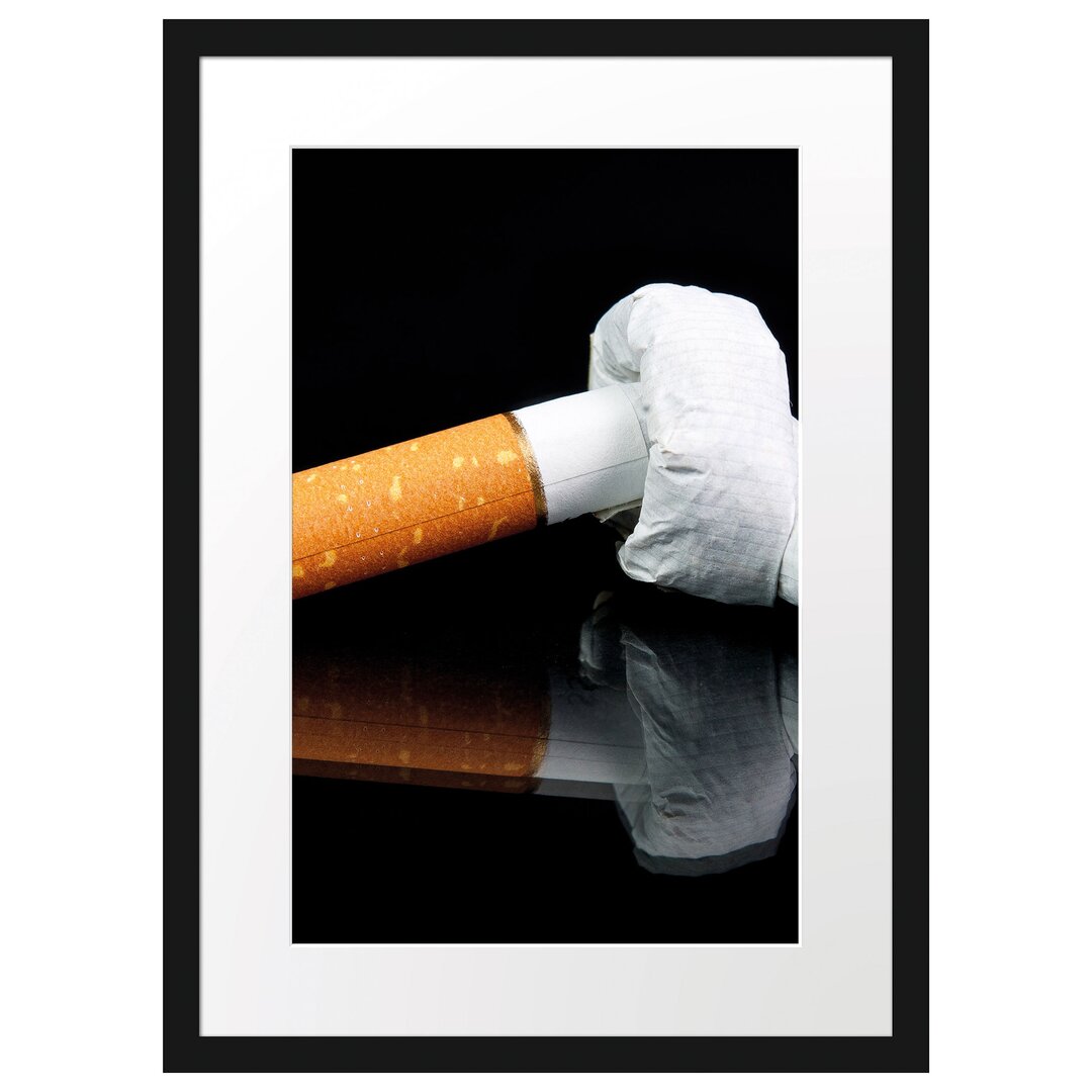 Gerahmtes Poster Zigarette mit Knoten Don't Smoke