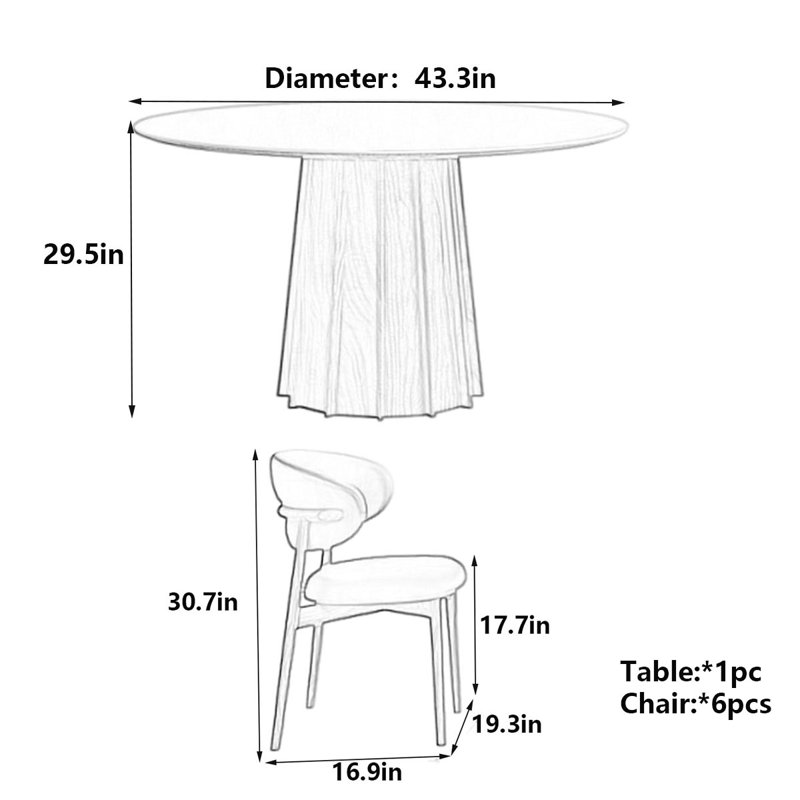 Table de salle à manger French Vintage, H 29,5 po x L 43,3 po x l 43,3 po
