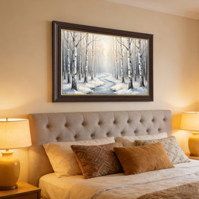 Antique Gold Framed,Canvas Wall Art for Living Room, Bedroom, Office or Entryway – Decorative Wall Decor with Winter Forest