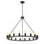 Lustre rond en métal noir antique à 36 lumières Trost
