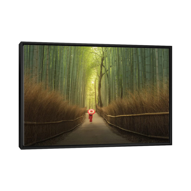 " Bamboo Forest In Japan " by Daniel Kordan, Black Framed Canvas, No Mat, 32" H x 48" W x 1.5" D