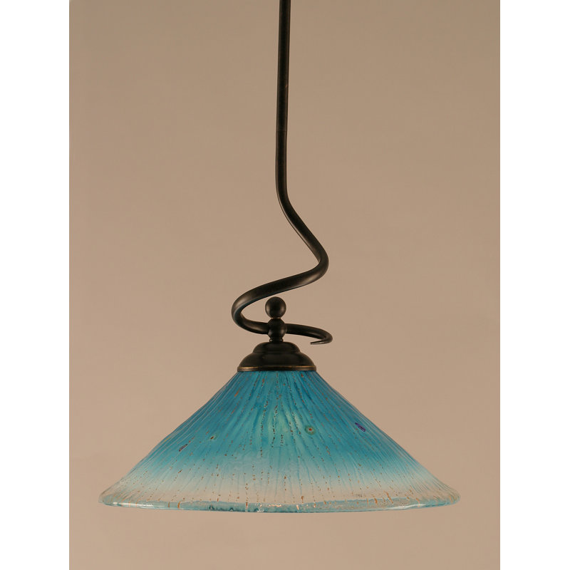 Luminaire suspendu suspendu Skypark en verre granit foncé 16 po, Sarcelle