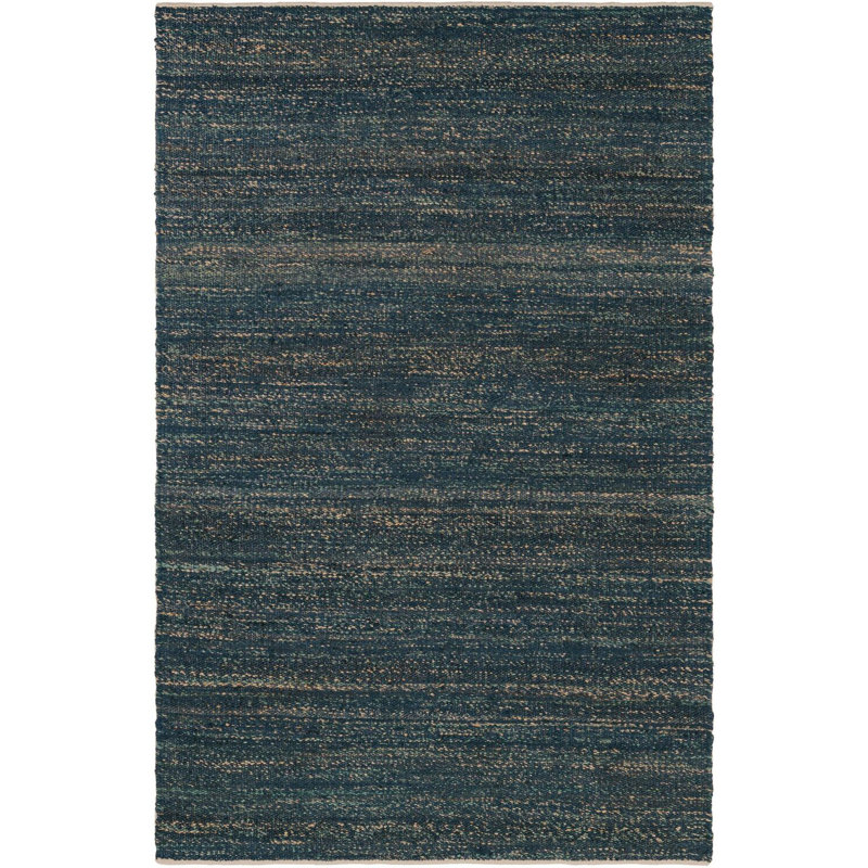 Tapis uni / rayé bleu océan Durah, Rectangle 5 pi 1 po x 8 pi