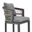 Tabouret de bar d'extérieur Rinehart en aluminium avec corde gris clair et coussins Earl Grey