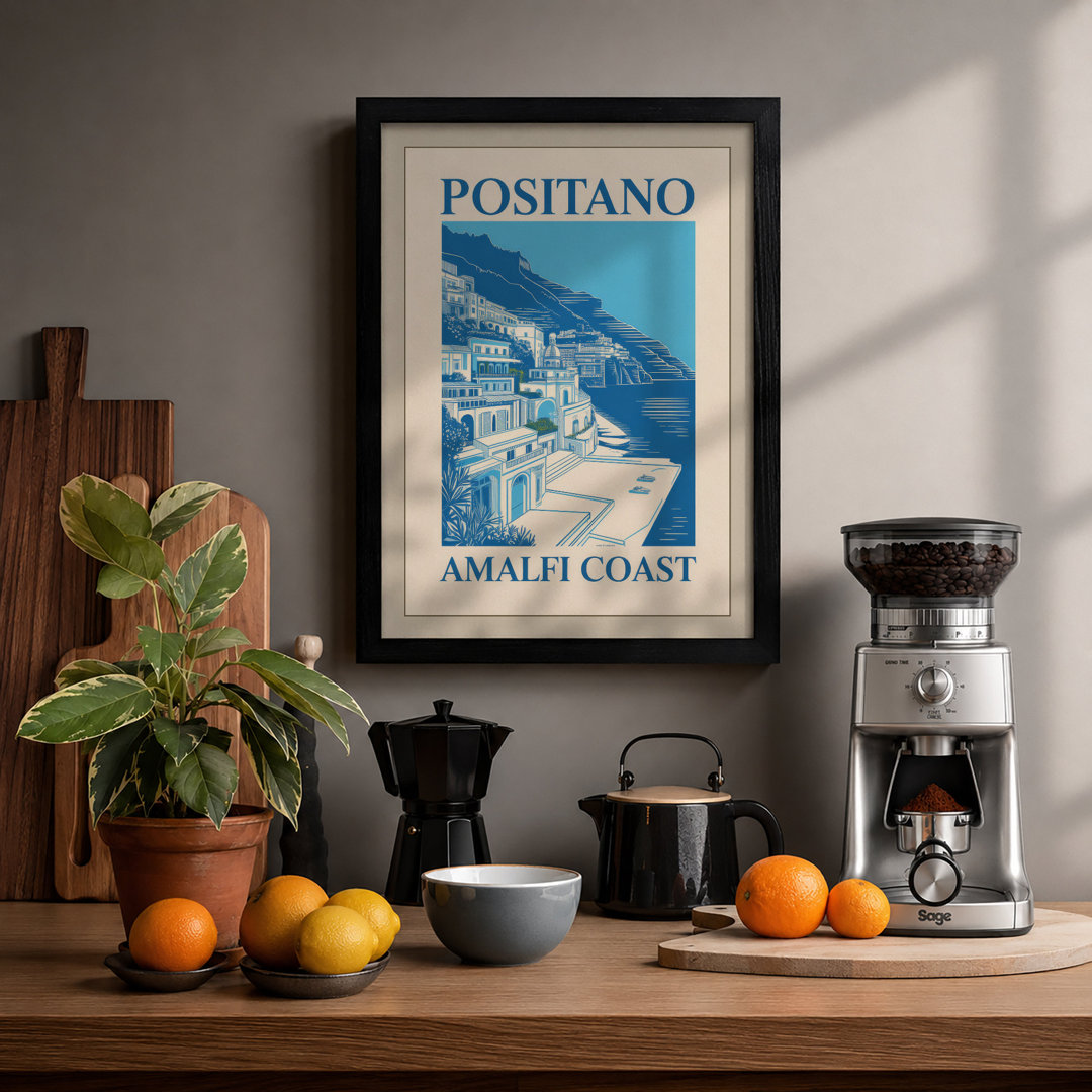 Positano Amalfi Coast Vintage - Framed Print