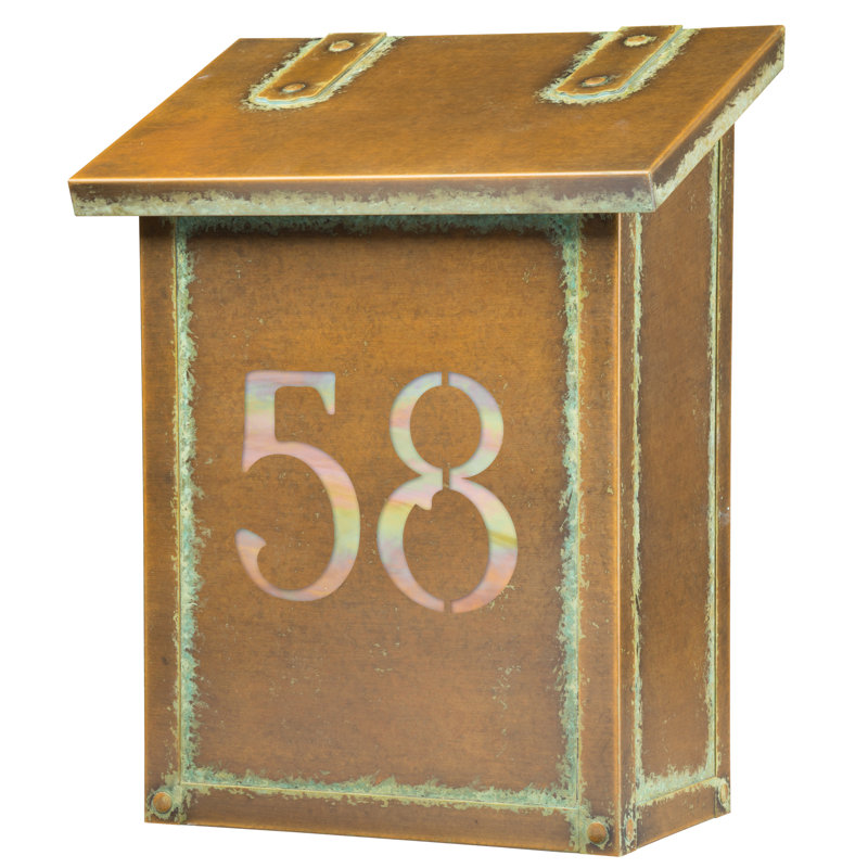 Classic Brass Wall Mounted Mailbox, New Verde, Gold Iridescent