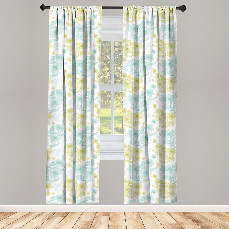 Retro Window Floral Semi-Sheer Rod Pocket Sliding Panel, 28" x 63"
