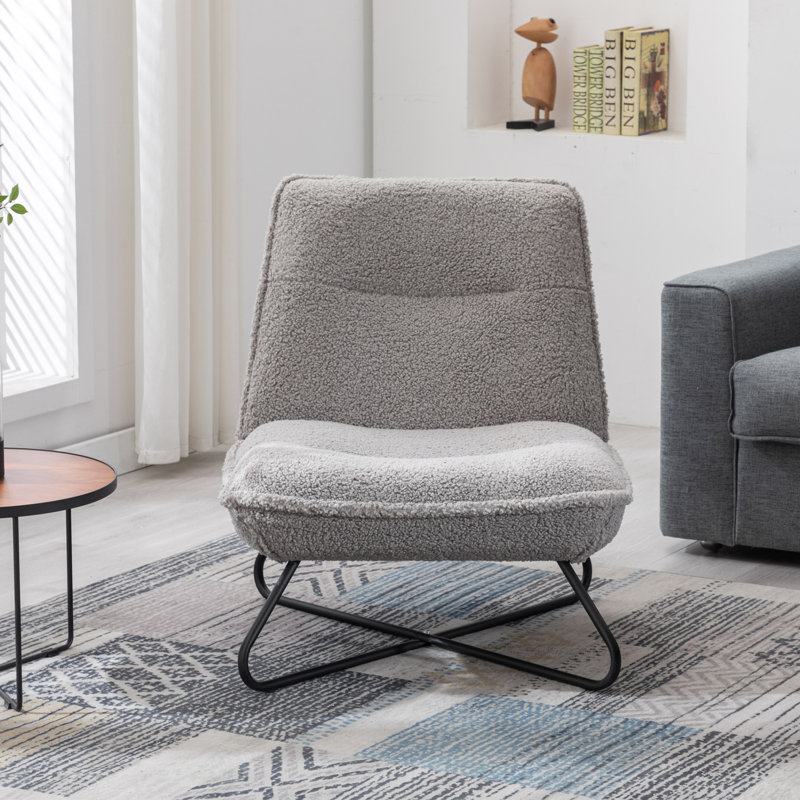 Addysun Upholstered Slipper Chair, Light Grey