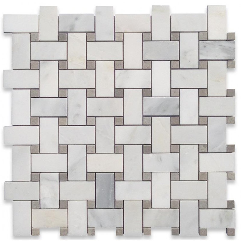String Asian Statuary Basketweave 12 in. x 12 in. Honed Mesh-Mounted Mosaic Tile