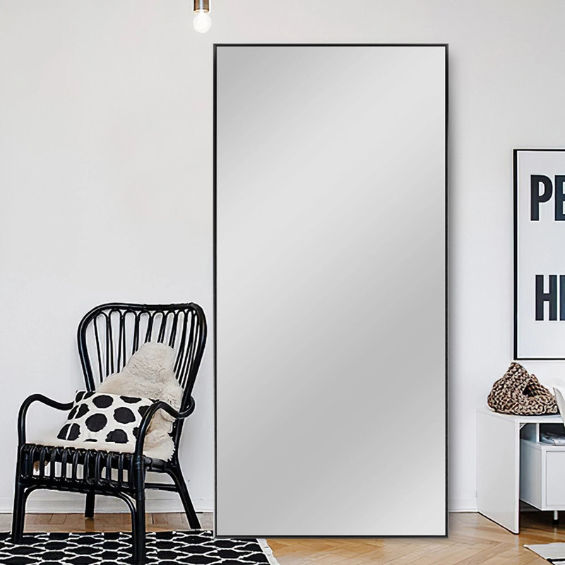 Kinkaid Metal Framed Full Length Hanging Mirror, Black, 71" x 34"