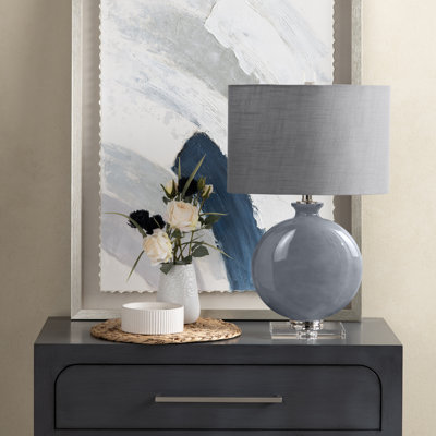 Lampe de table 26 "en cristal avec abat-jour gris