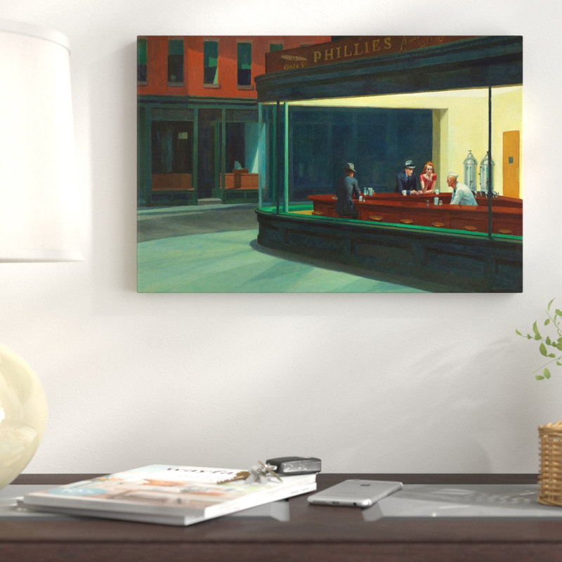 «Nighthawks, 1942» par Edward Hopper, reproduction, Toile, H 18 po x l 26 po x P 1,5 po