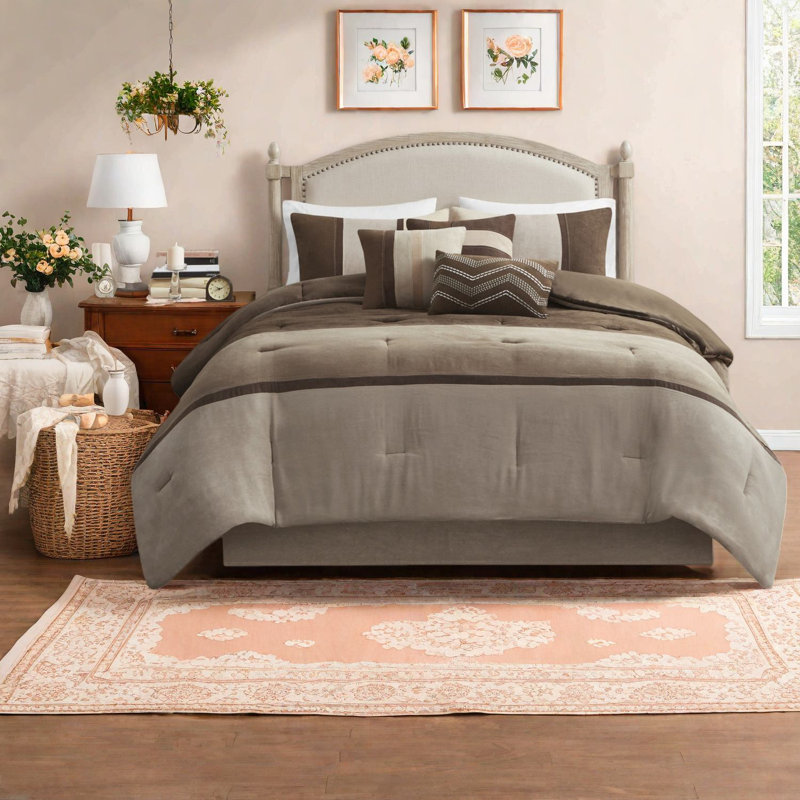 Premium 7-piece Bedding Sets, Faux Suede, Rustic Brown, Ideal For Lodge Decor