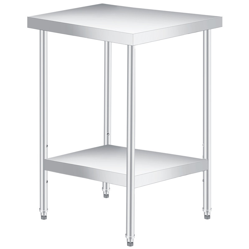 Stainless Steel Prep Table with Undershelf – Double-Layer Outdoor Side Table, Heavy Duty, Easy-Clean – 12" x 24" x 35" for Patio, Garden, Kitchen