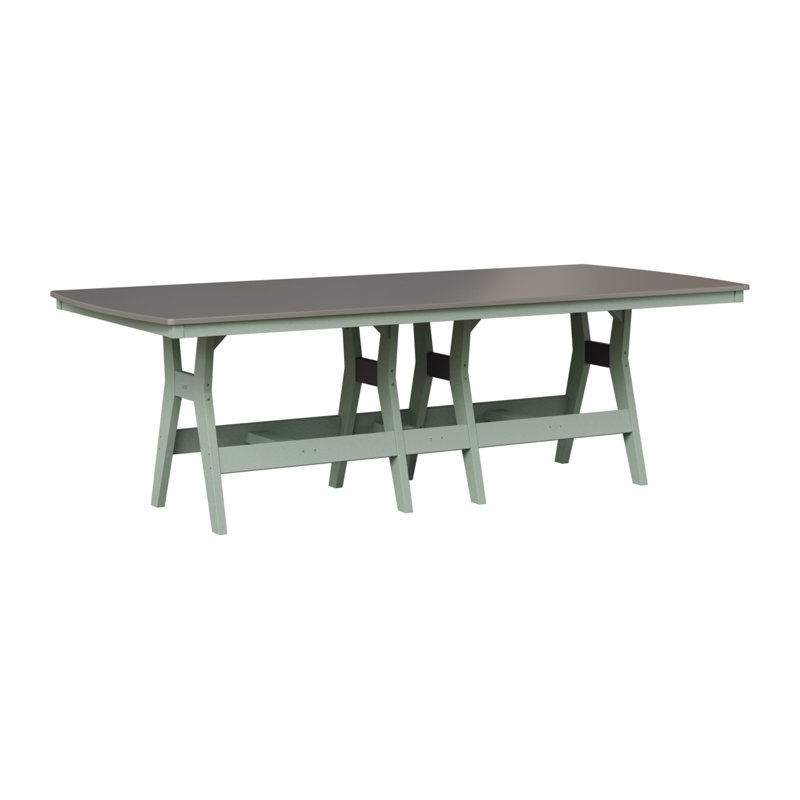 Harbor Outdoor Dining Table, Seafoam, 30.37" H x 96" W x 44" D, Hammered Top Stainless
