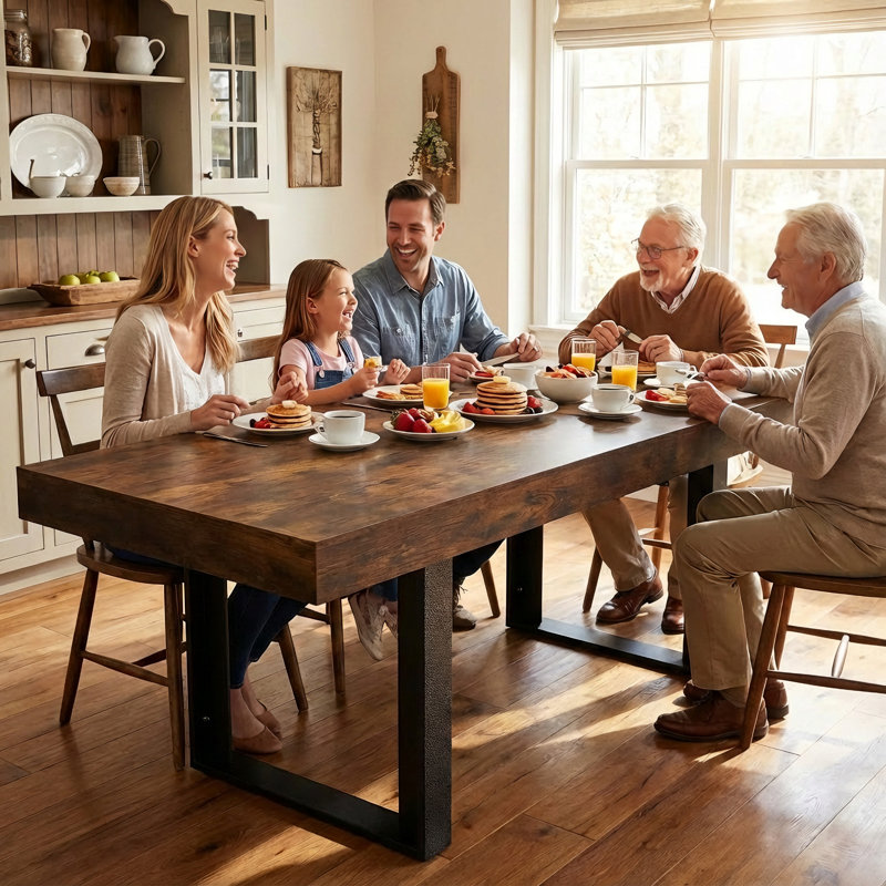 Modern Farmhouse Extendable Wooden Dining Table, Expandable from 6 to 8 to 10 Seats, Large Long Rectangular Kitchen and Dining Room Table