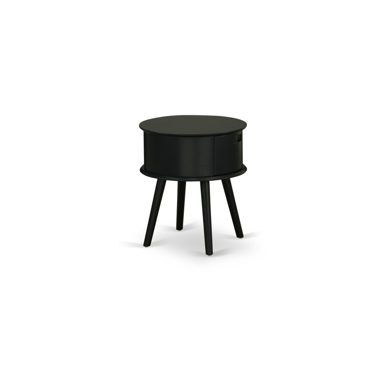 1 pièce, magnifique table de chevet ronde avec tiroir Gordon, paquet de 1, finition noire, Noir