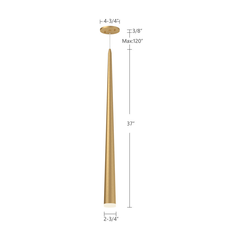 Mina 1 - Light LED Pendant, Brushed Nickel, Brushed Nickel, 36" H x 4.75" W x 4.75" D