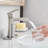 Modern Bathroom Tap - Waterfall With Pop Up Drain, Brushed Nickel, Single Hole, Side , Cartridge Valve, Handle, Geometric Shape, Interior Ideas Nickel Sink Style, Faucet-121768041