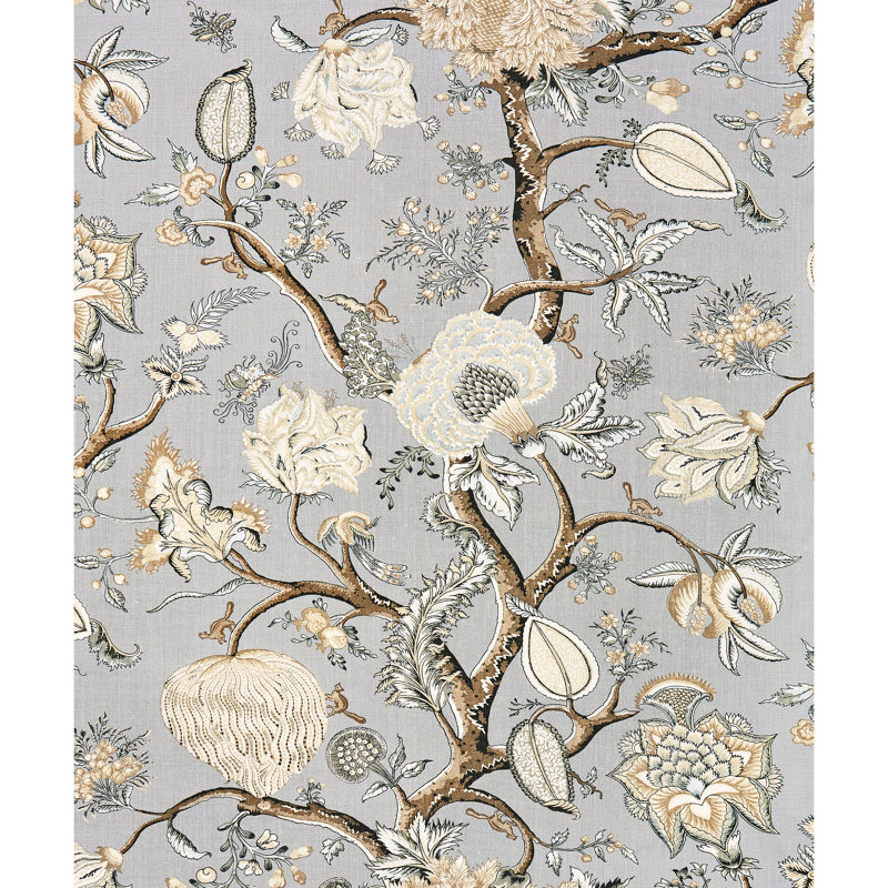 Oriana Pondicherry Linen Print Fabric, Mineral