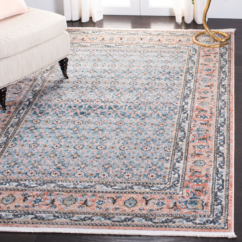 Tapis bleu / rose Kendleshire, Rectangle 5 pi 3 po x 7 pi 6 po