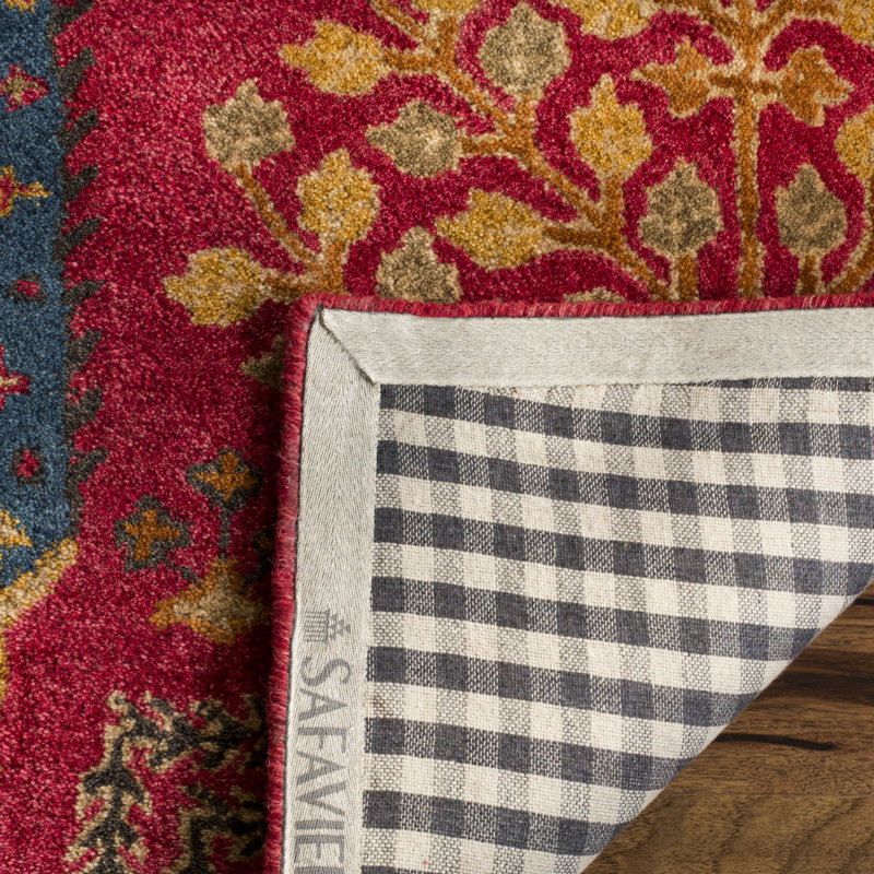 Tapis rouge en laine touffeté à la main Wahcheechee, Carré 6 pi