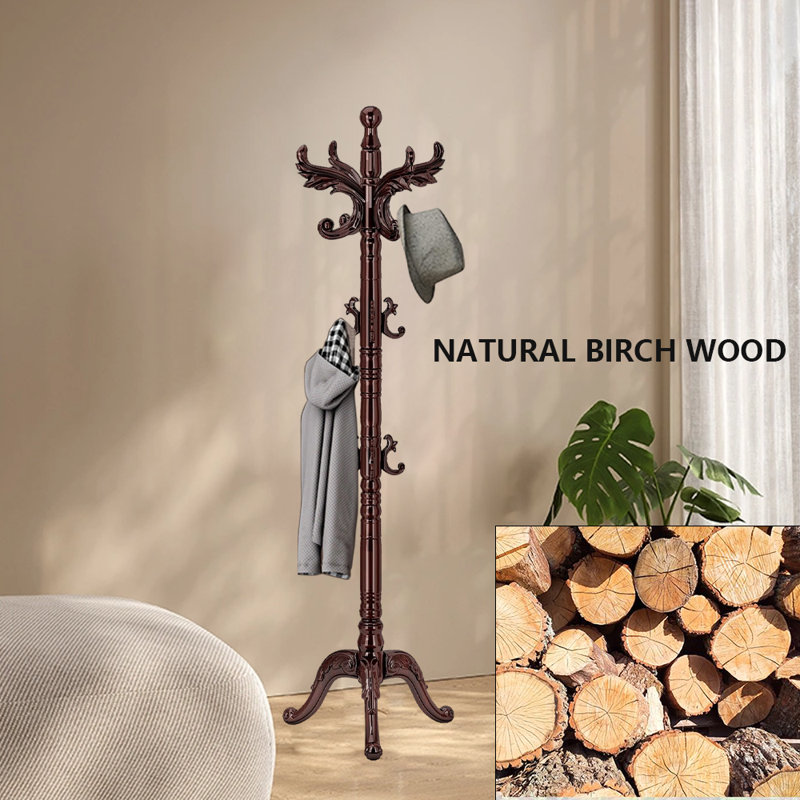 Solid Wood Coat Rack Freestanding