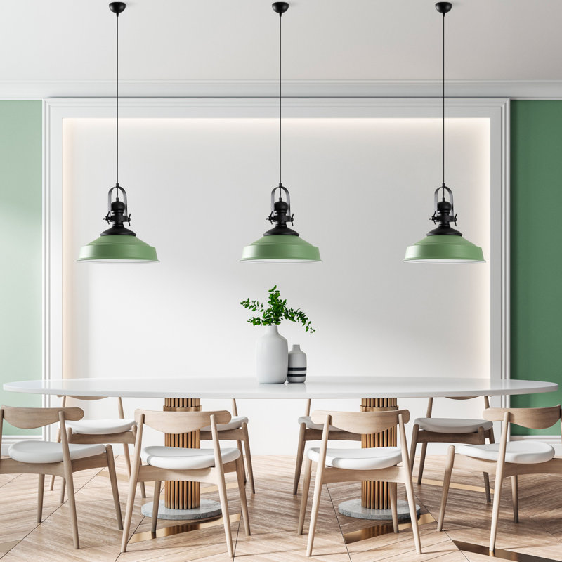 Elegant Adjustable Chandelier, Green Metal Body, 16.1 in Diameter x 15.7 in Height | Adjustable 17.7 - 51.2 in Total Height | E27 Socket, Max 40W | Perfect for Dining Rooms & Living Spaces, Stylish & Functional Design