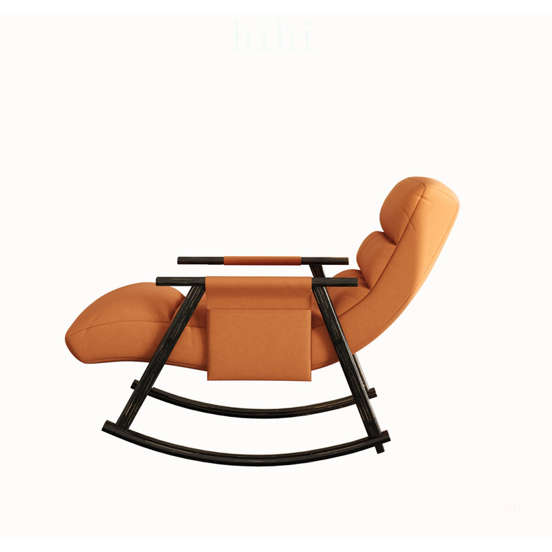 Fauteuil à bascule pliant rembourré, fauteuil lounge décontracté avec dossier haut réglable et repose-pieds, poches latérales pour salon, chambre et balcon