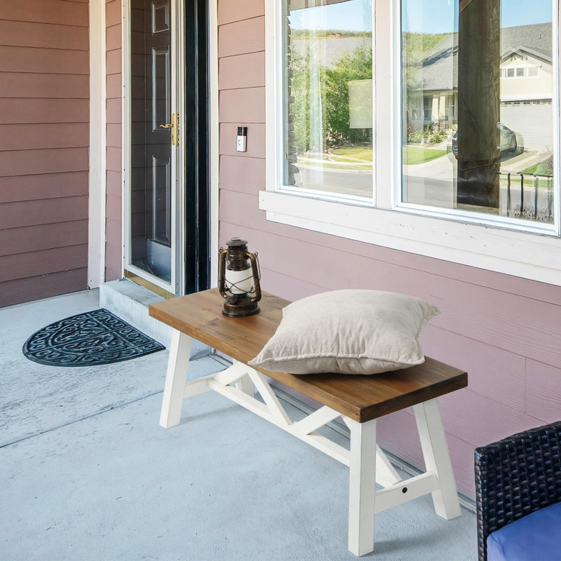 Farmhouse Wood Bench, White