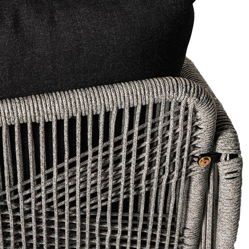 Ensemble de conversation de jardin 4 pièces, Coussin noir / structure grise