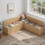 Banc de rangement en L avec coussin - Banc d'angle moderne pour coin-repas pour la cuisine, entrée - Naturel-1858089876