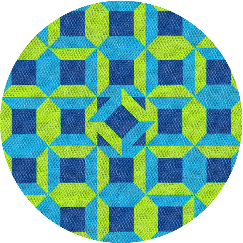 Tapis vert/bleu léger tissé électrique, Rond 4 pi