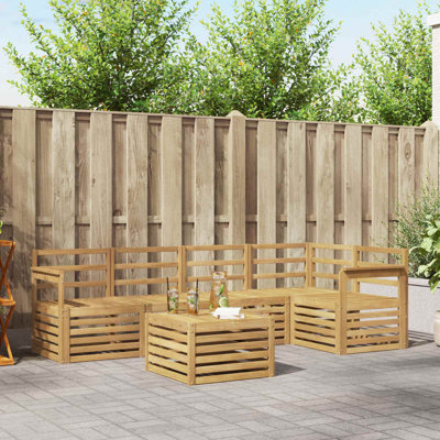  Sectional Sofa Set 6 pcs Solid Acacia Wood Outdoor Garden Furniture