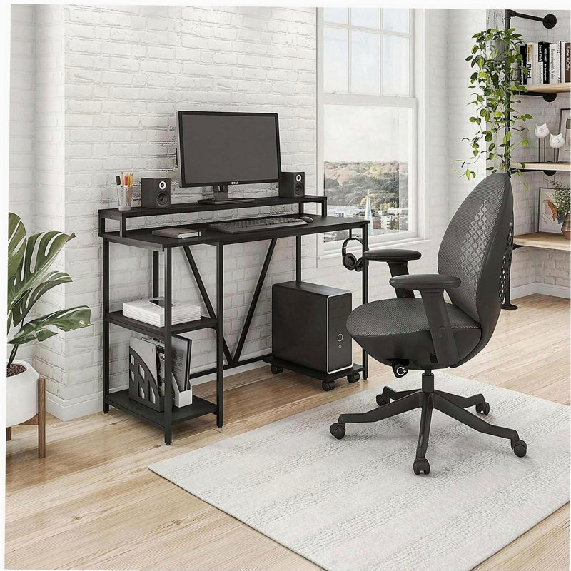 Industrial Writing Desk, Black, Black