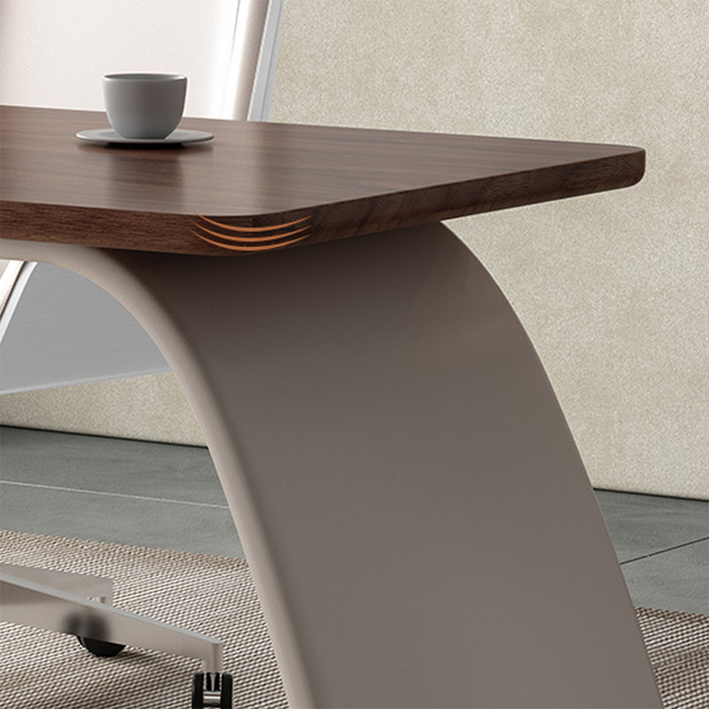 Bureau rectangulaire en bois manufacturé avec 3 tiroirs, H 29,53 po x l 55,12 po x P 27,56 po, Beige