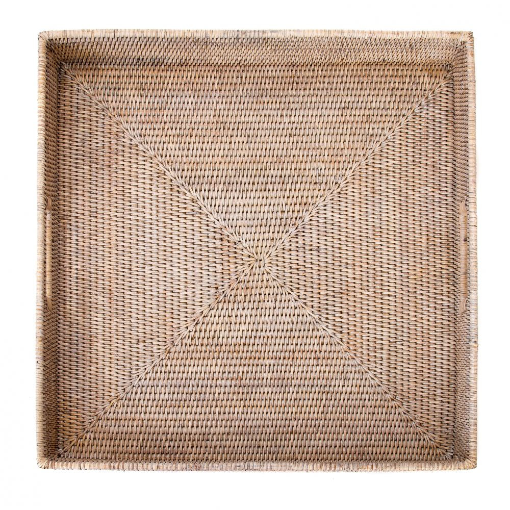 Edmond Decorative Tray, White Wash, 3" H x 20" W x 20" D, No Bundle