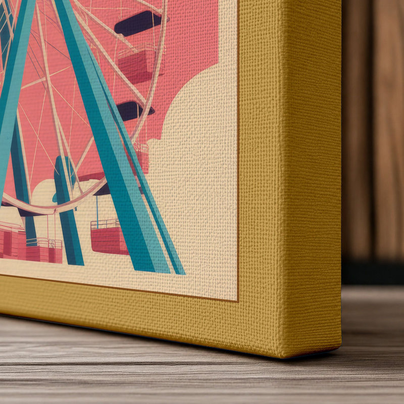 Carnival Wheel Retro - Wrapped Canvas, 18x12 - 45.7 x 30.5 cm, Ochre Border