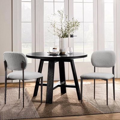 Chaise rembourrée en tissu Sherpa, chaise d'appoint avec dossier pour salle à manger, cuisine, salon, gris clair