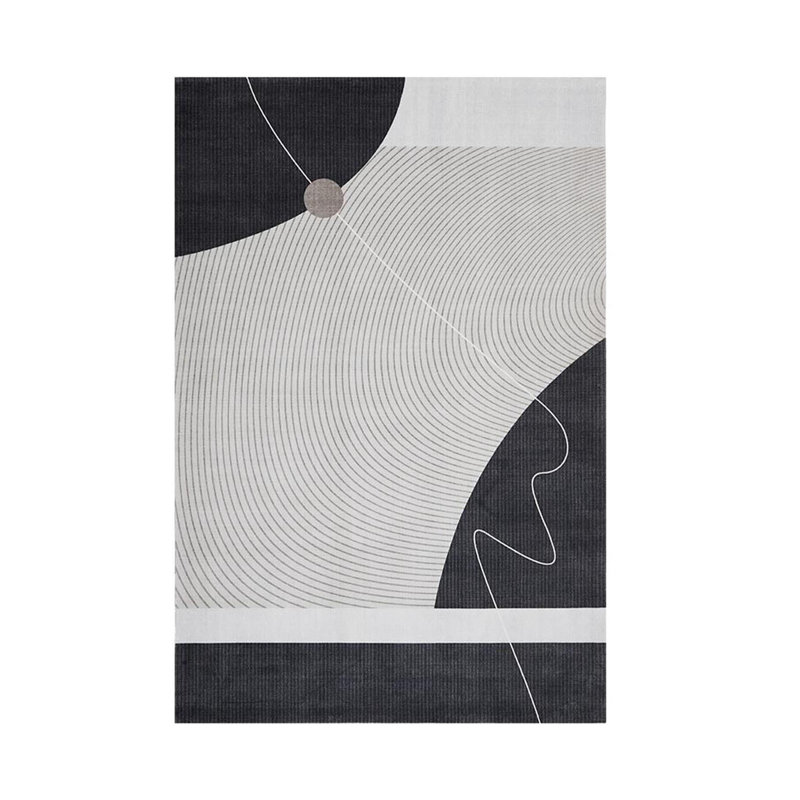 Korella Gray Geometric Digital Print Cotton Polyester Non-Slip Area Rug, Rectangle 5 pi 3 po x 8 pi 2 po
