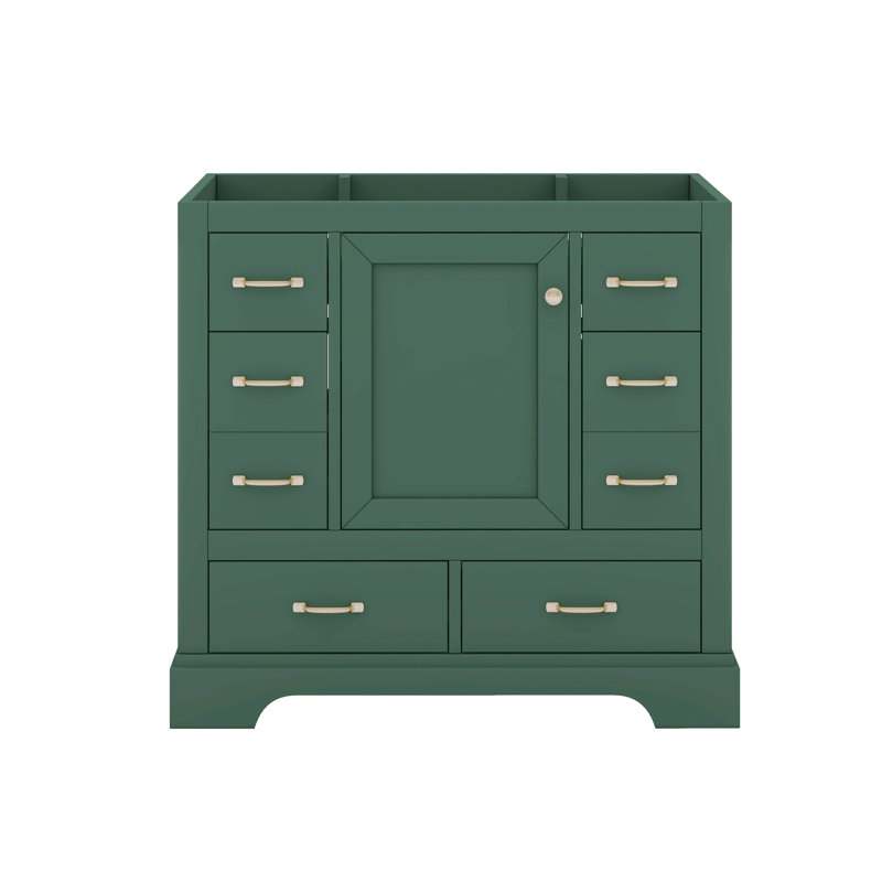 Meuble-lavabo 36 po sans lavabo, 6 tiroirs, diviseur de tiroir multifonctionnel, Vert