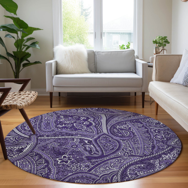 Heffington Indoor/Outdoor Area Rug with Non-Slip Backing, Round 8'