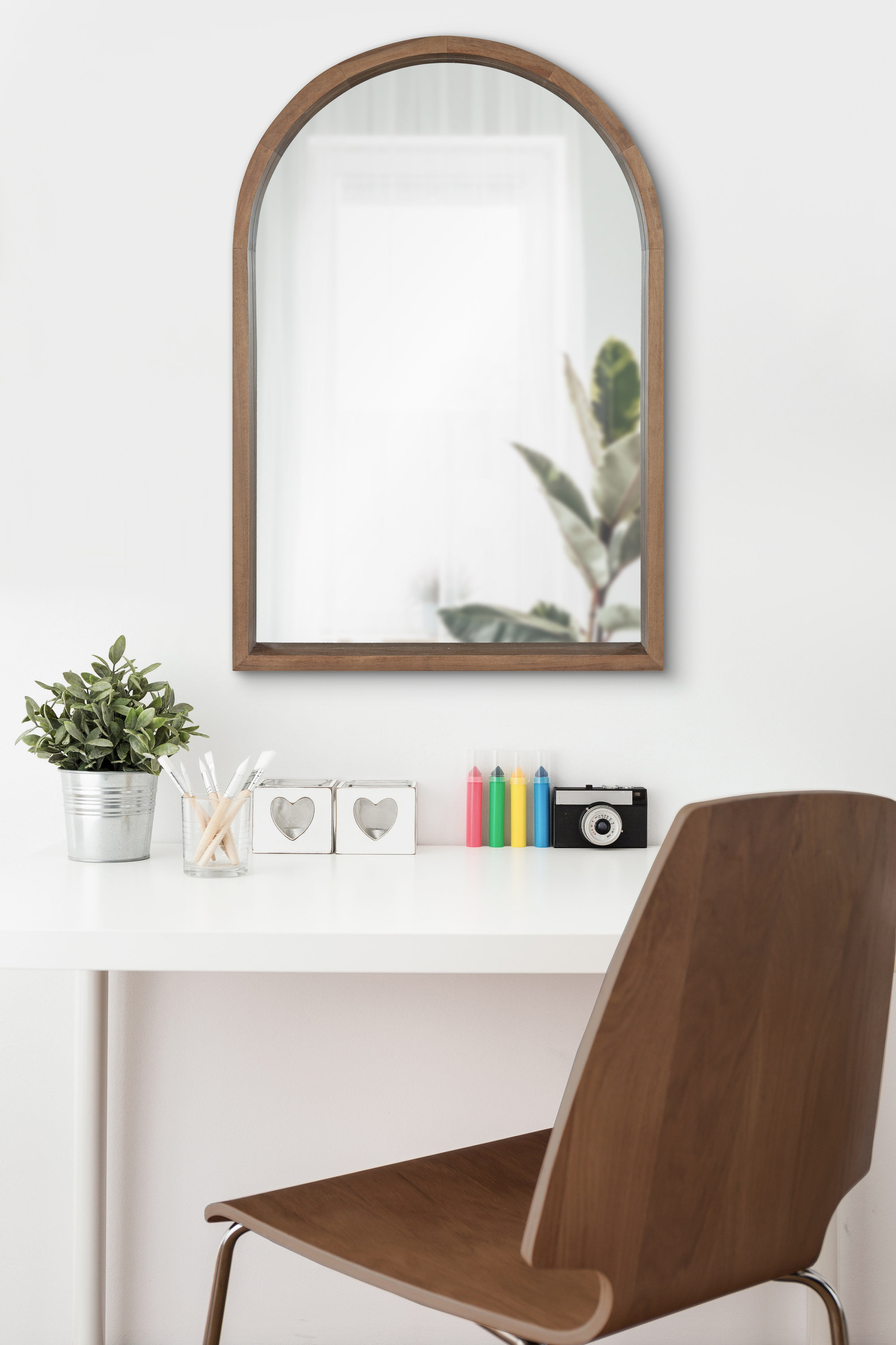 Ebern Designs Skyeler Modern Wood Arched Accent Mirror & Reviews | Wayfair