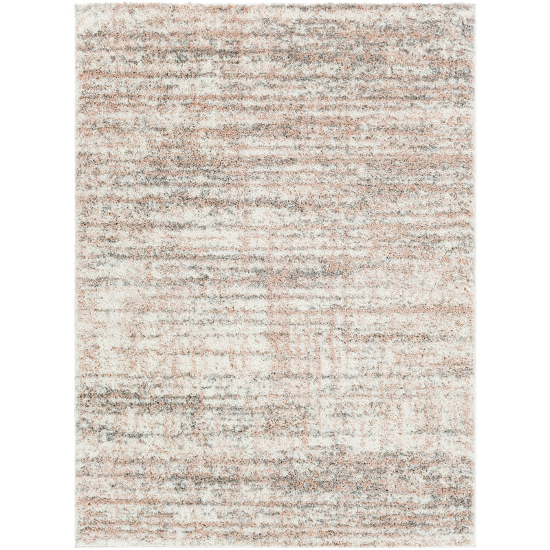 Mciver Power Loom Cream/Medium Gray/Pale Pink/Light Gray Pink Rug, Rectangle 7'10" x 10'