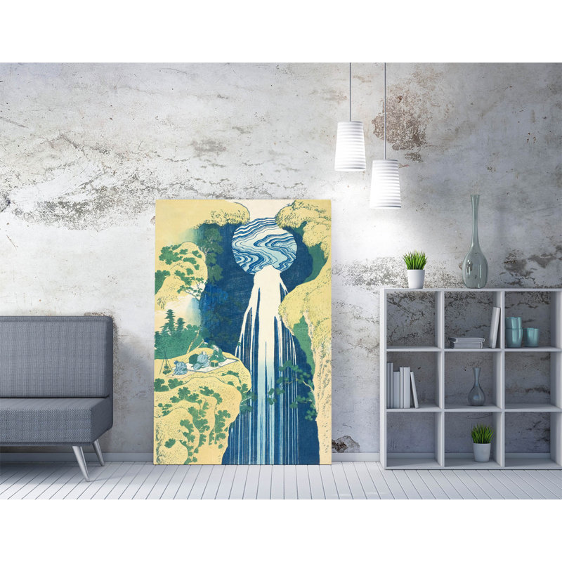 Katsushika Hokusai, Amida Falls in the Far Reaches of the Kisokaido Canvas Wall Art Print Picture, 30.48 cm H x 20.32 cm W