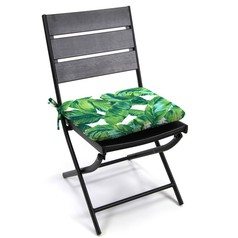 Clarmont Outdoor Chair Cushion with Ties and Hanger Loop, Green